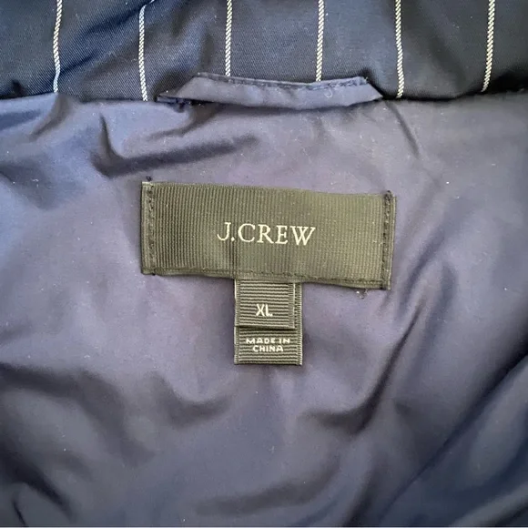 J. Crew Excursion Striped Quilted Down Puffer Vest in Navy Blue - Picture 4 of 4